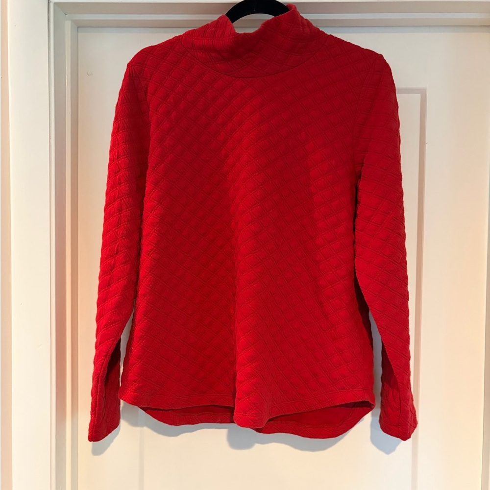 J. Crew Factory Red Quilted Turtleneck Sweater